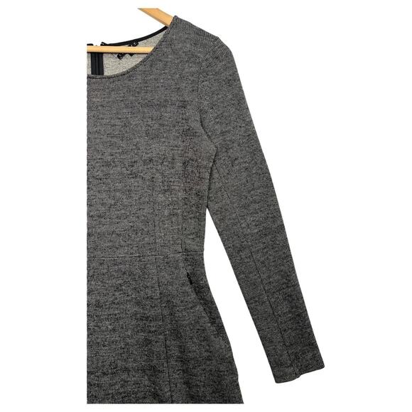 Theory Dress Womens 4 Gray Wool Long Sleeve Fit Flare Career Classic Minimalist - Picture 6 of 14